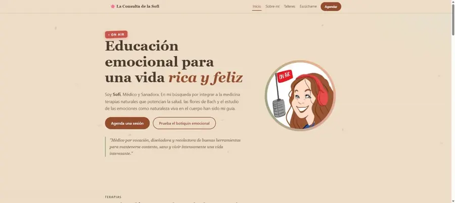 Portada de La Consulta de la Sofi, con diseño cálido e ilustración de Sofía
